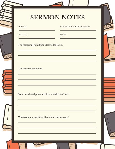 Free Printable Sermon Notes Template
